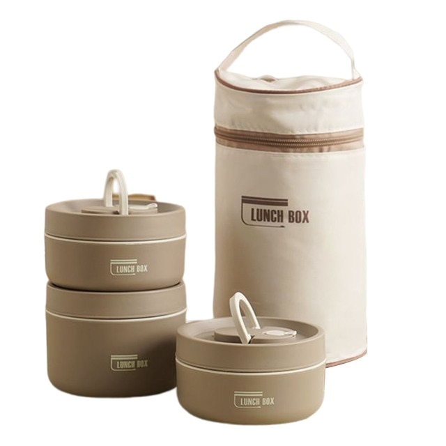 Geïsoleerde Isobox bento box, perfect voor het meenemen van diverse maaltijden, met draagtas.