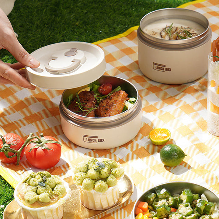 Isobox lunchbox geïsoleerd, meerlagen design met handige draagtas voor werk of school maaltijden.