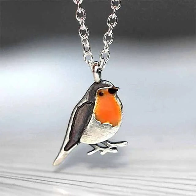 Geef hoop: geluksvogel sieradenset met roodborstje ketting & oorbellen, inspiratie cadeau.