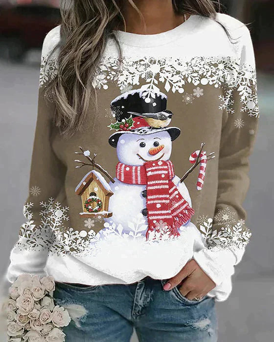 "Gemütlicher Pullover mit Schneemann-Design, weiches Material, ideal für kalte Tage, modisch und komfortabel."