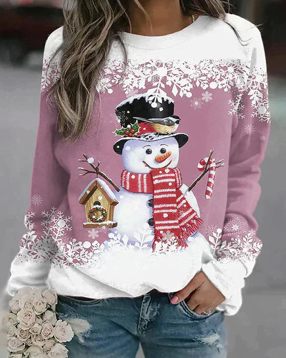 "Gemütlicher Pullover mit Schneemann-Design, weiches Material, ideal für kalte Tage, modisch und komfortabel."