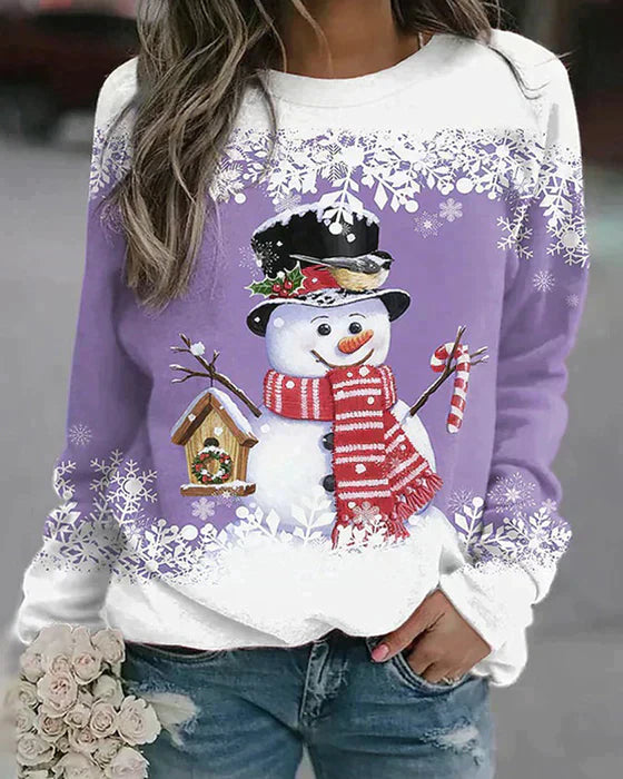 "Gemütlicher Pullover mit Schneemann-Design, weiches Material, ideal für kalte Tage, modisch und komfortabel."