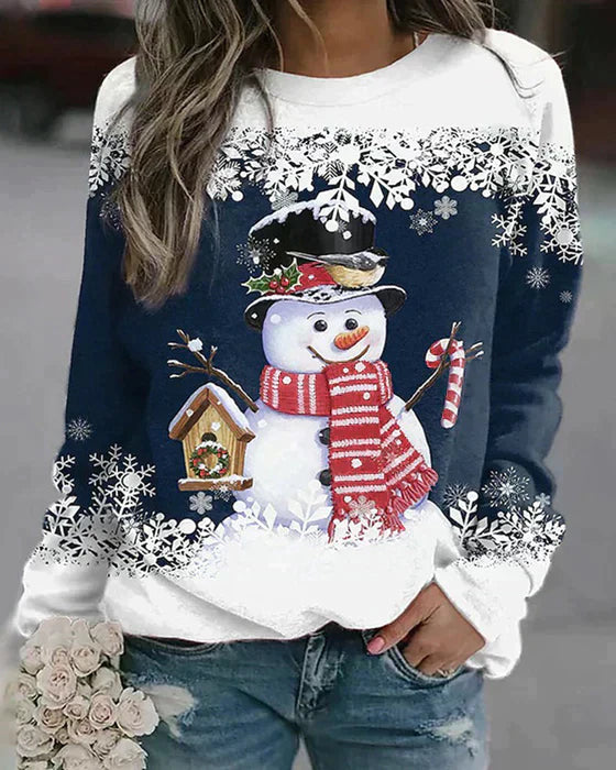 "Gemütlicher Pullover mit Schneemann-Design, weiches Material, ideal für kalte Tage, modisch und komfortabel."