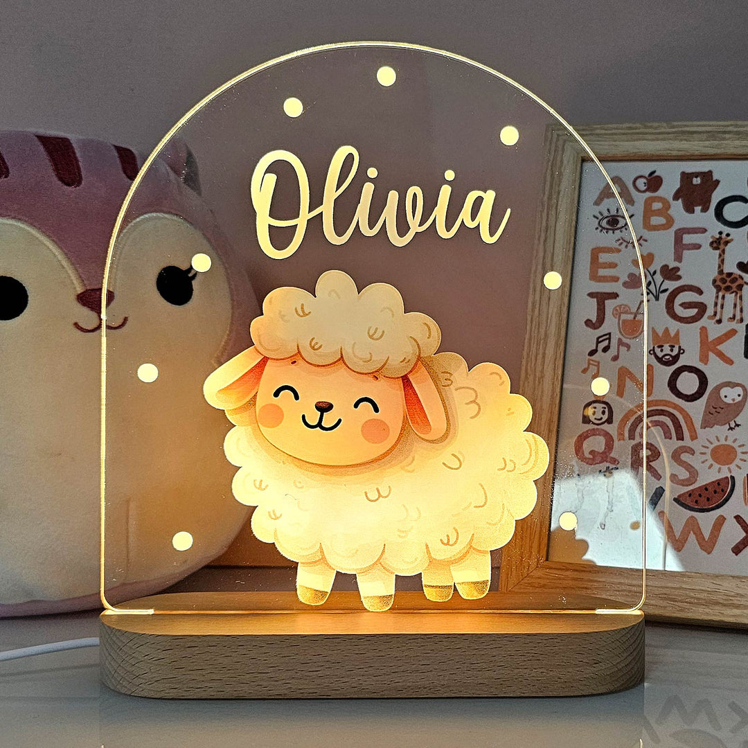 Origineel cadeau kind: gepersonaliseerd nachtlampje met schattig dier en naam, sfeervol in elke kamer.