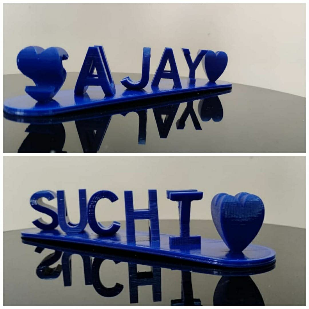 Stijlvol, uniek naamplaatje met twee gepersonaliseerde namen, 3D geprint. Mooie decoratie voor thuis of kantoor.