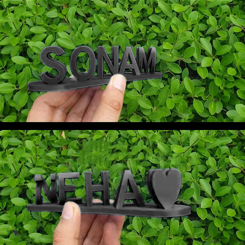 Stijlvol naamplaatje op maat, combineert elegant twee namen. Duurzaam 3D geprint van PLA, prachtige decoratie.