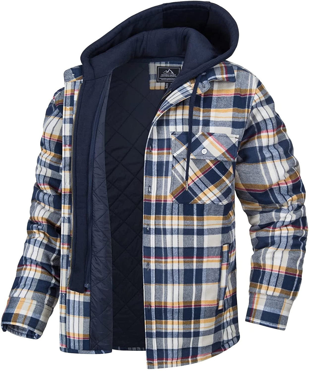 Geruit herenvest Ethan met capuchon en warme voering. Perfect voor comfortabele, casual voorjaarsmode.
