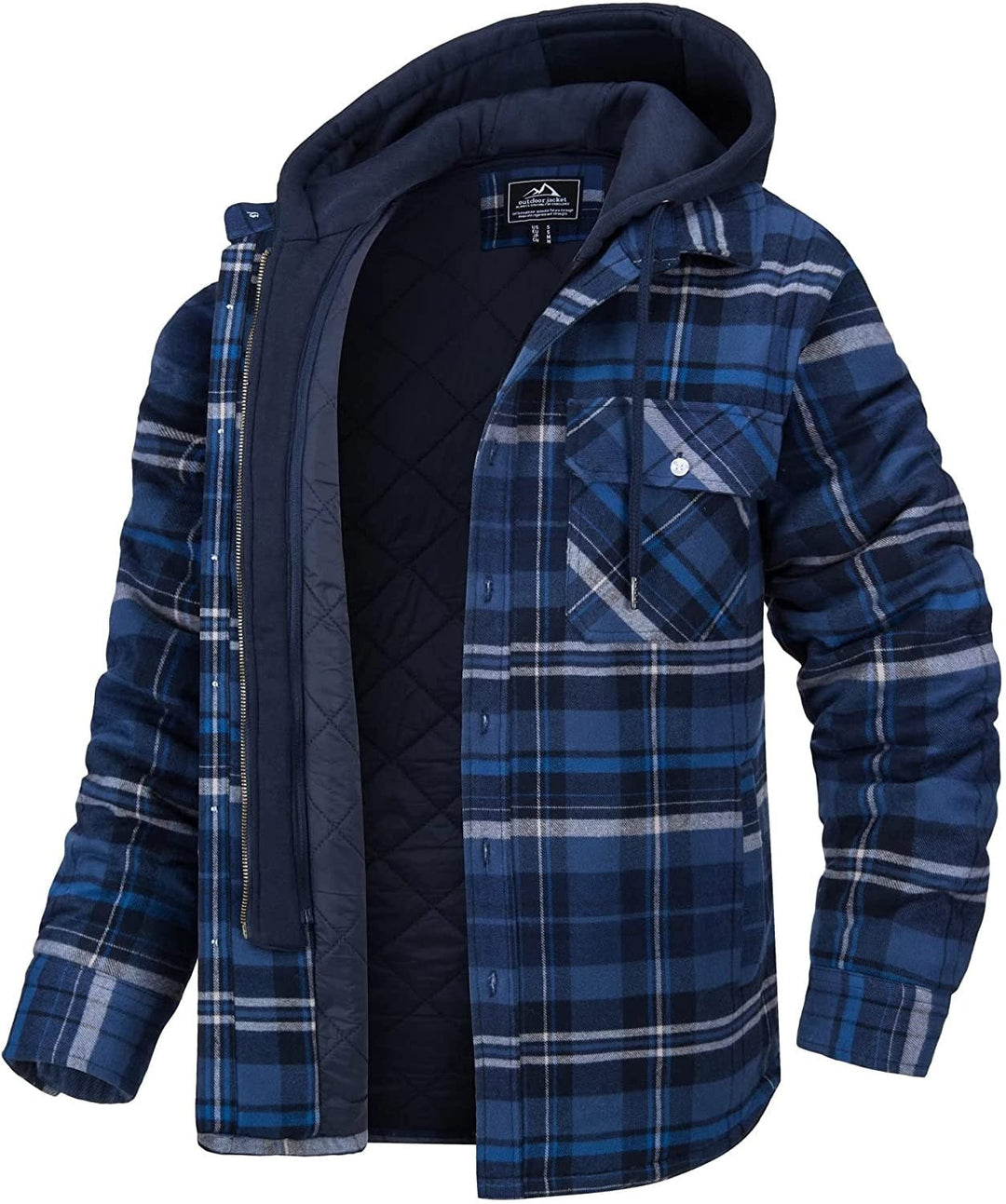 Veelzijdig geruit herenvest/jack Ethan met capuchon en warme voering. Biedt comfort en stijl in elke voorjaarssituatie.