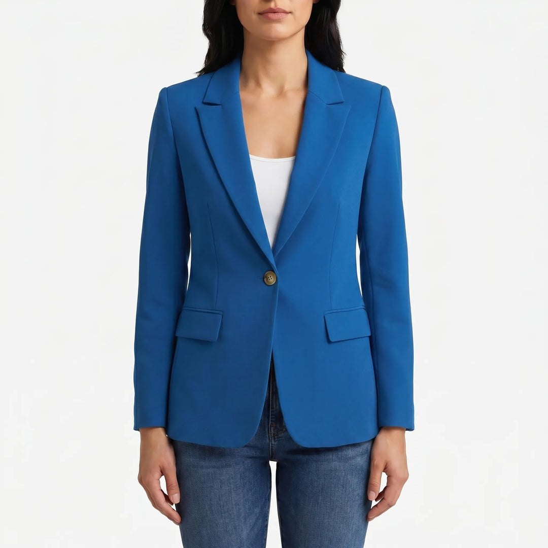 Stijlvolle damesblazer met gestructureerd design en enkele knoop, verhoogt elke outfit elegant.
