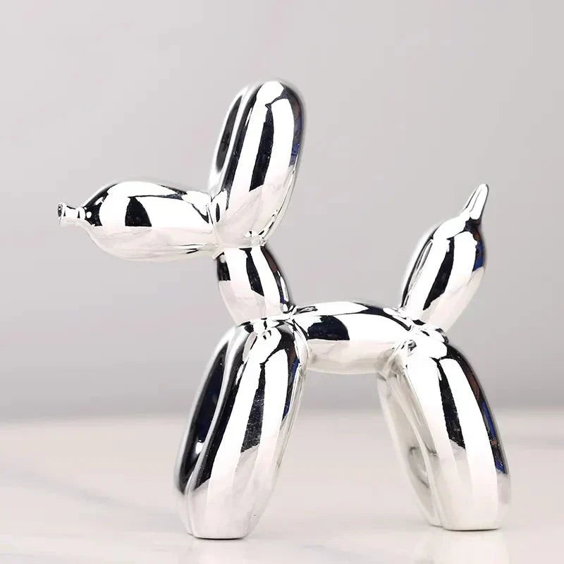 Glanzende hars ballonhond sculptuur voor moderne woonkamerdecoratie, ideaal voor dierenliefhebbers, veelzijdig ornament.