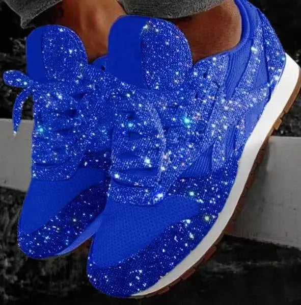 Sportieve dames sneakers Leona met glitters, veters en ultiem comfort, trendy en modern.