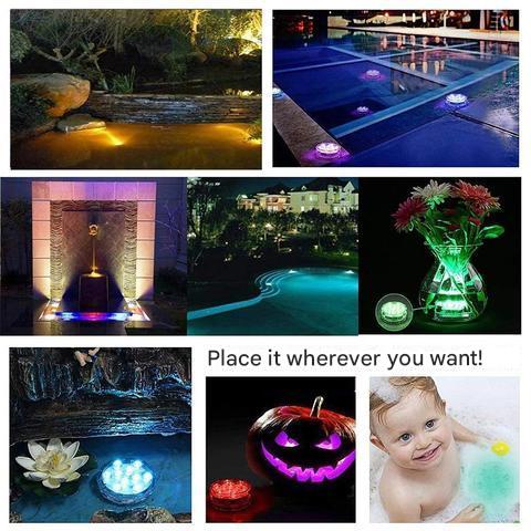 Decoratieve GlowRipple LED onderwaterlamp, waterdicht met afstandsbediening, perfecte feestverlichting.