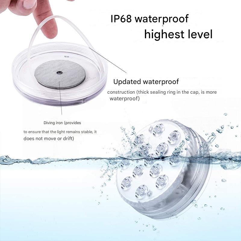 Originele GlowRipple waterdichte LED onderwaterlamp, inclusief afstandsbediening voor optimale bediening.