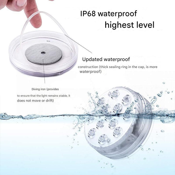 Originele GlowRipple waterdichte LED onderwaterlamp, inclusief afstandsbediening voor optimale bediening.