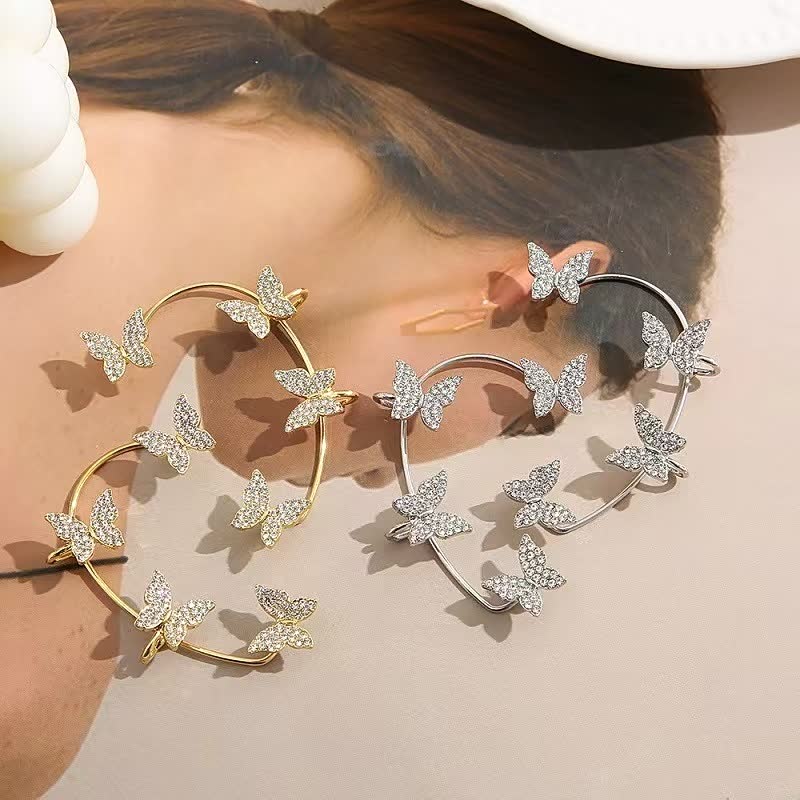 Zilverkleurige CuteClip™ vlinder oorbel, glamoureus accessoire zonder gaatjes voor feestjes.