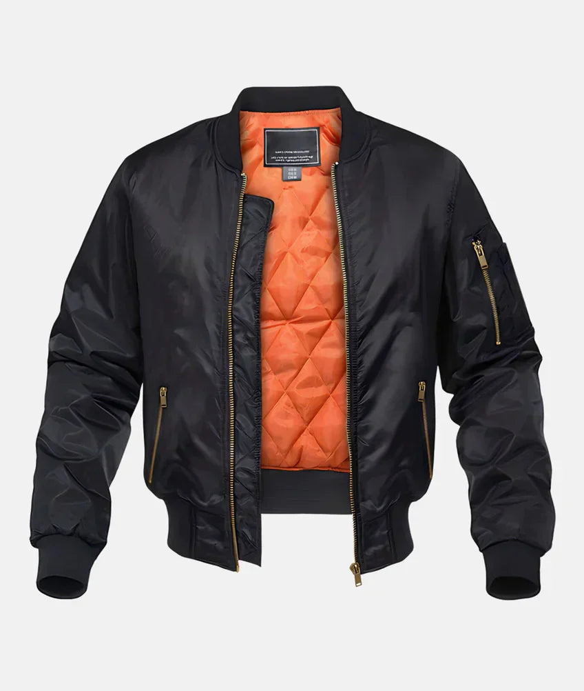 Stijlvol heren piloten bomberjack in grijszwart, perfect voor koel weer, waterafstotend en warm, verkrijgbaar in XS-4XL.