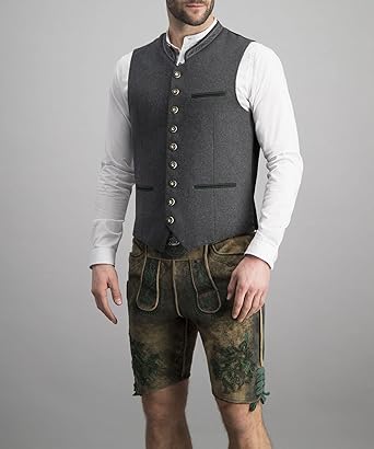 Grijs heren traditioneel vest, klassiek en elegant, gemaakt van hoogwaardig materiaal, ideaal voor feestelijke gelegenheden en dagelijks gebruik.