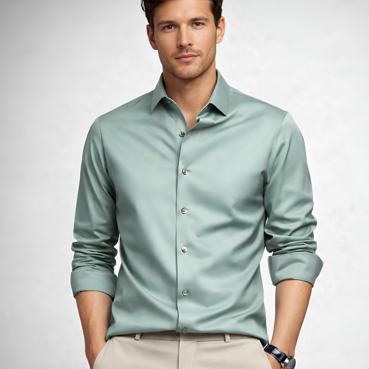 Collectie diverse kleuren strijkvrije herenoverhemden, voor elke stijl en gelegenheid een passend model.