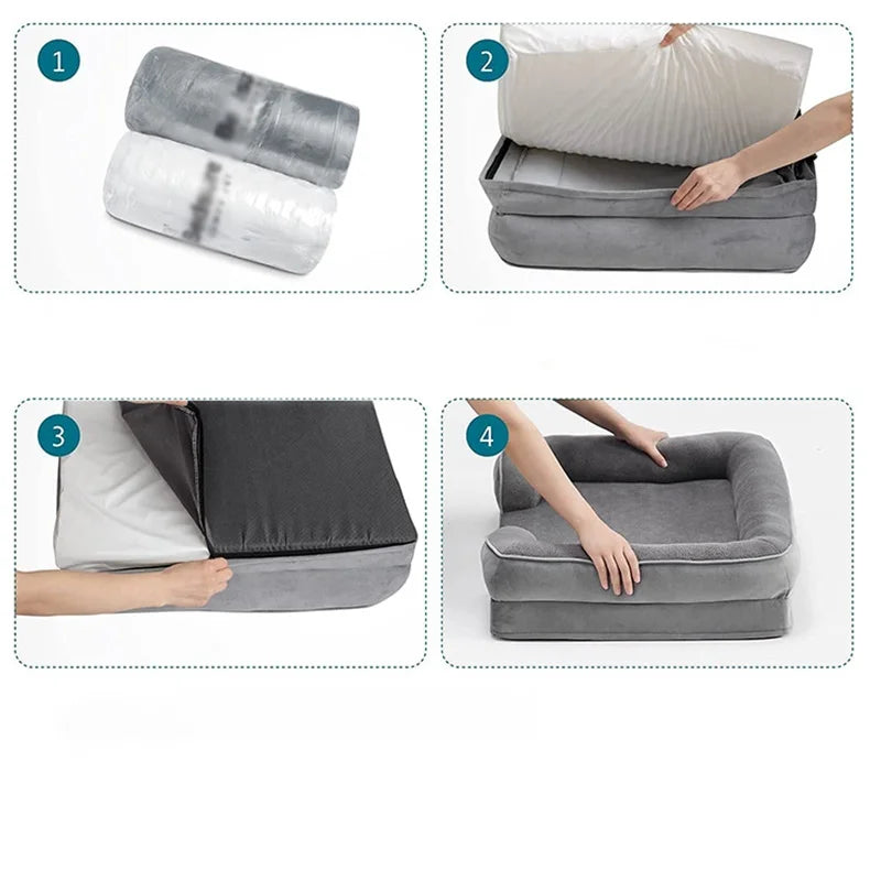 Orthopedische hondenmand grijs Max, perfect voor diepe slaap en verlichting van gewrichtspijn bij honden.