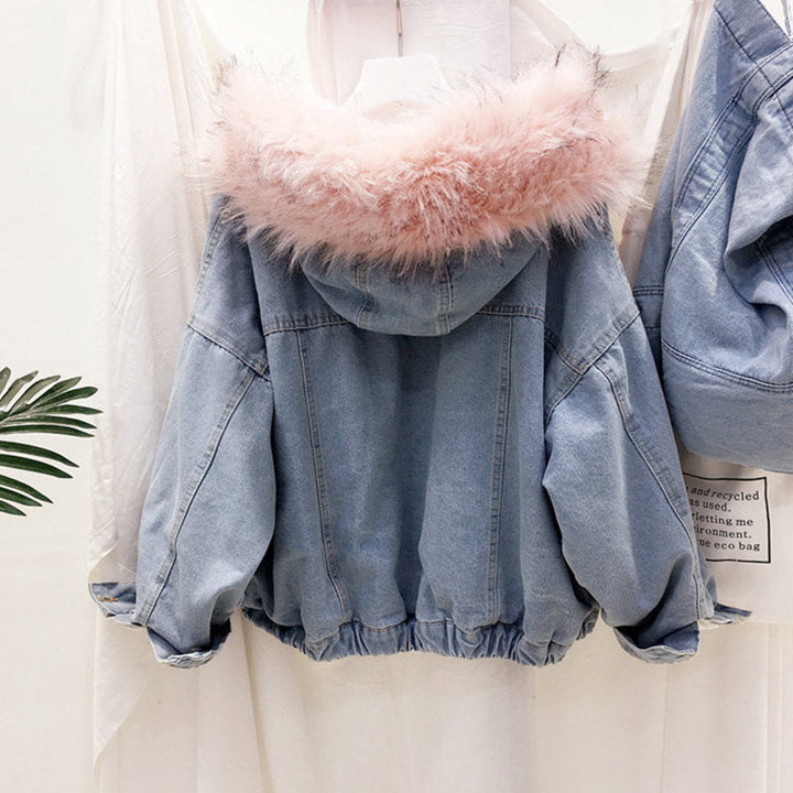 BellasJacket dames winterjas, grijs denim, modieus en comfortabel, perfect als overgangsjas.