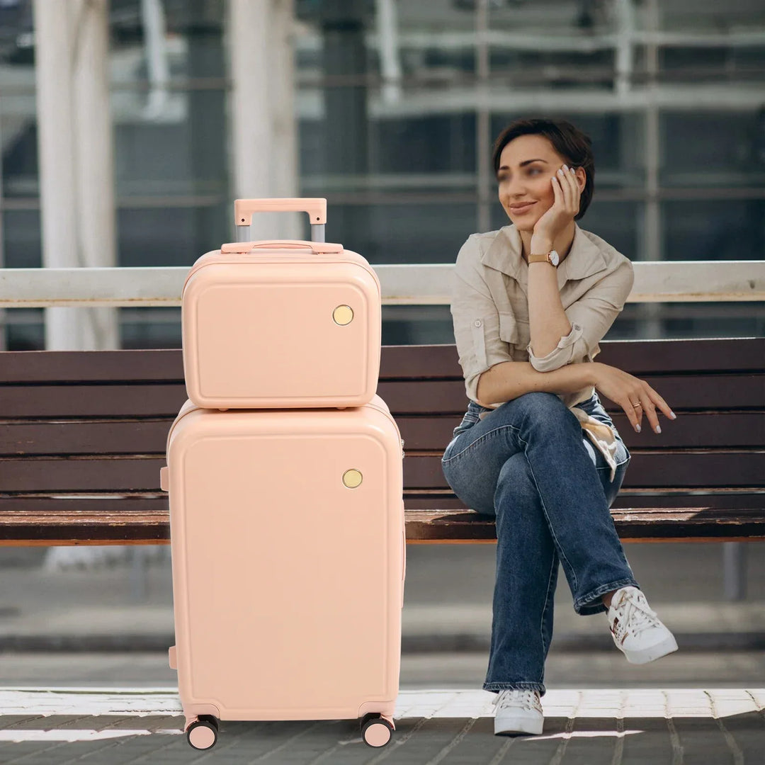 Compacte Vienna Duo kofferset: handbagage & make-up koffer. Harde schaal en spinner wielen, perfect voor reizen.