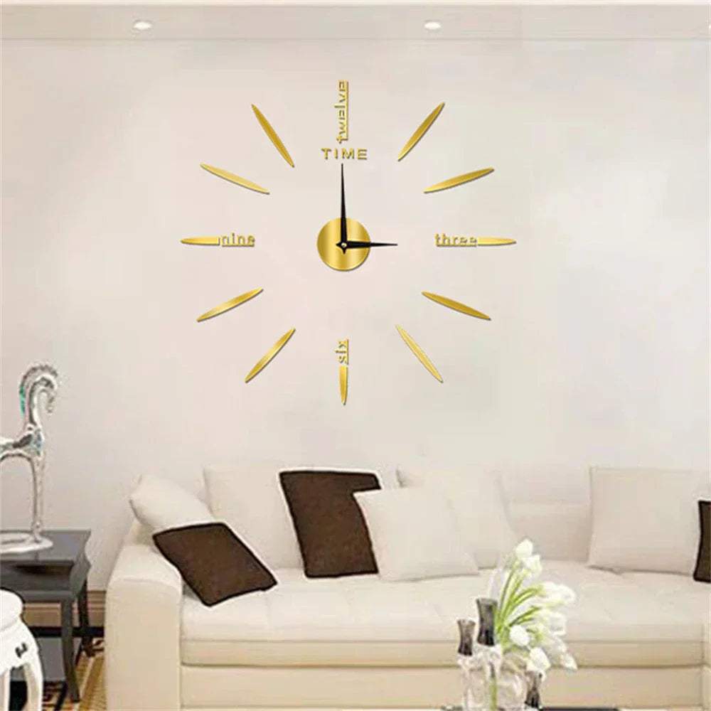 Grote moderne acryl wandklok met glanzend oppervlak, elegante decoratieve kleuren, DIY voor een stijlvol interieur.