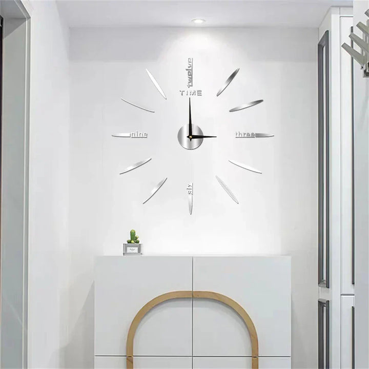 Grote moderne acryl wandklok met glanzend oppervlak, elegante decoratieve kleuren, DIY voor een stijlvol interieur.