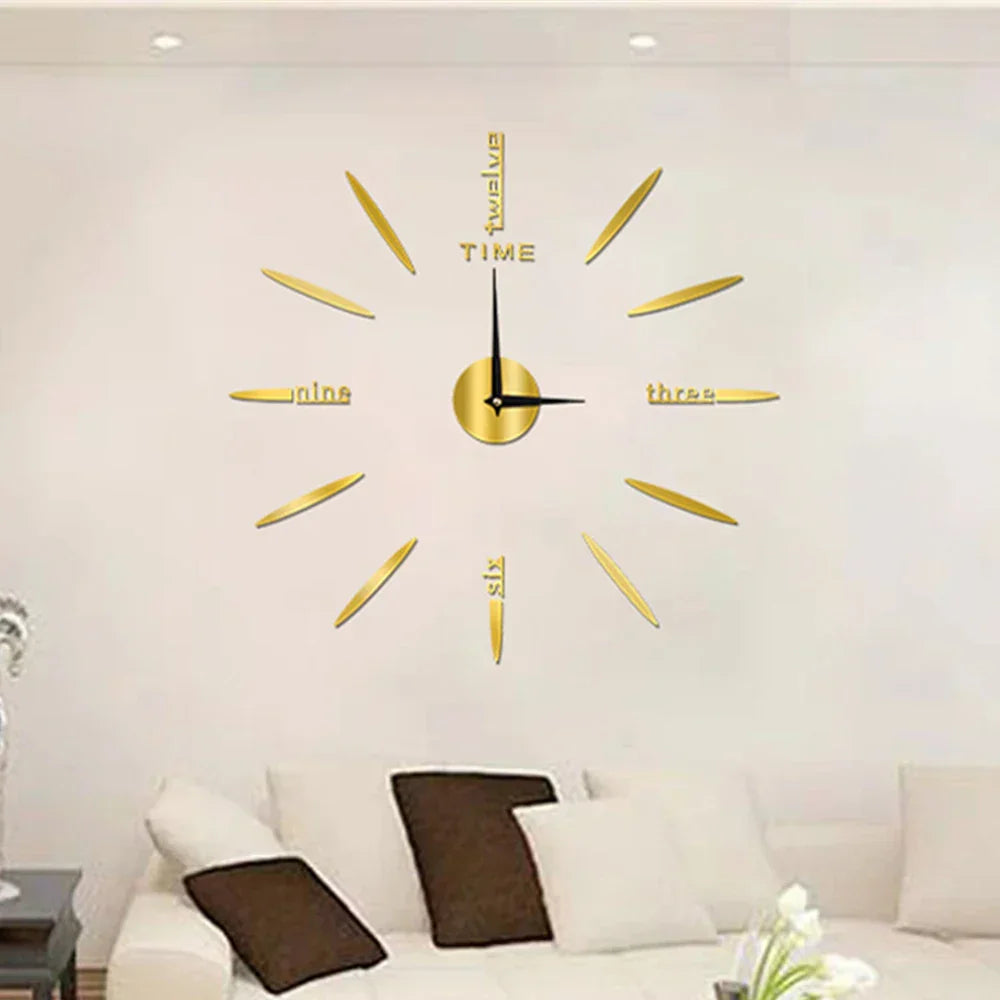 Grote moderne acryl wandklok met glanzend oppervlak, elegante decoratieve kleuren, DIY voor een stijlvol interieur.