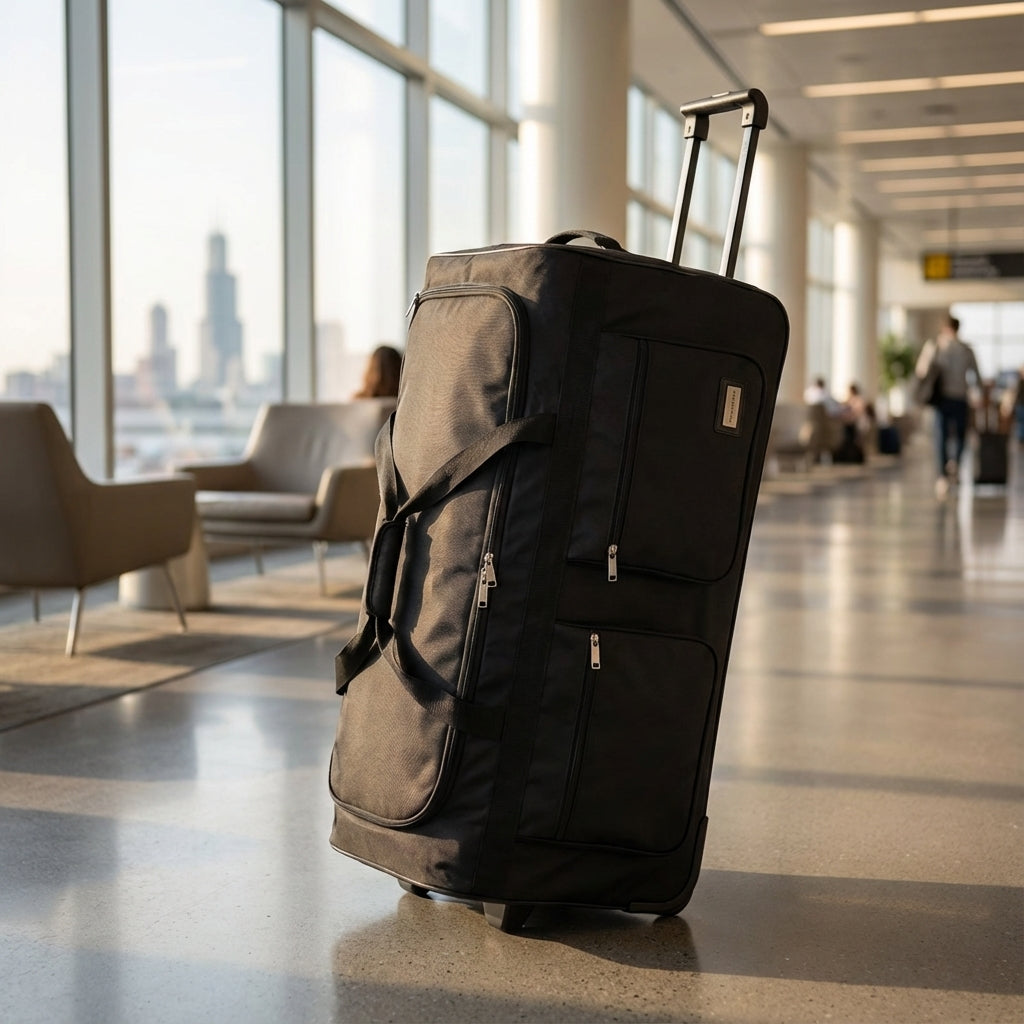 Grote CarryMaxx Oxford stof reistas op wielen, ideaal voor lange reizen en vakanties.