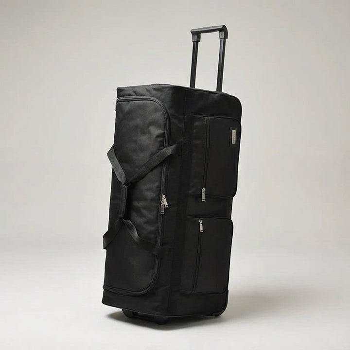 Ruime duffeltas/rolkoffer op wielen van Oxford stof, perfect voor weekendjes weg en vakantiebagage.