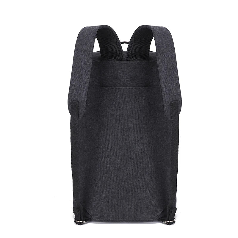 Extra grote canvas backpack, grijs, ruim en stevig, geschikt als complete reisrugzak voor weekendtrips.