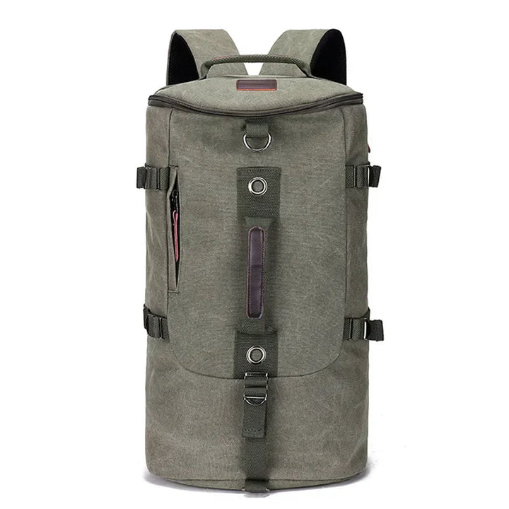 Veelzijdige zwarte TrailHaven reisrugzak van canvas, duurzaam en ruim, perfect voor reizen en dagelijks gebruik.