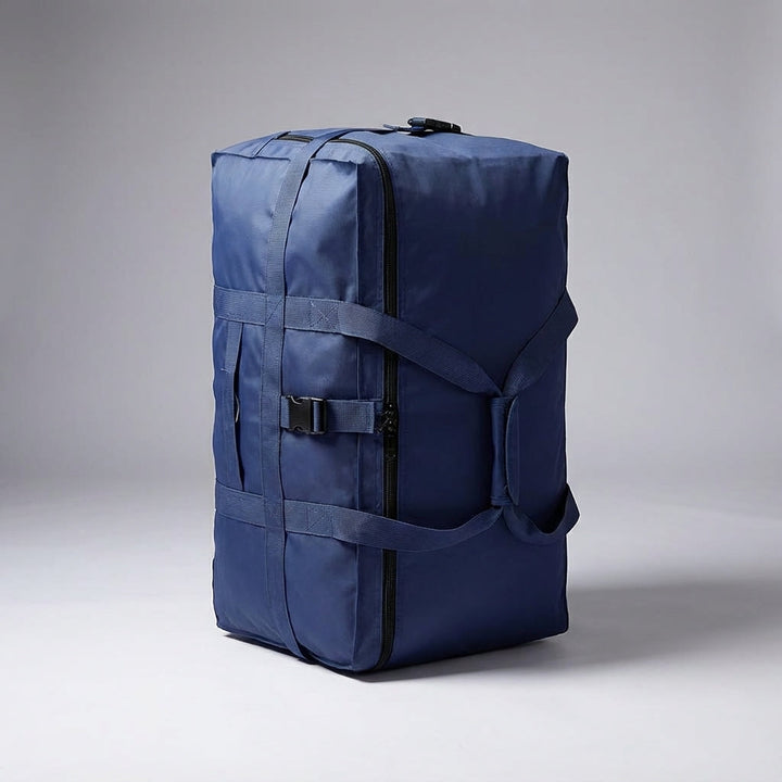 Compact gevouwen FlexHaul duffelbag, gemakkelijk op te bergen en mee te nemen. Perfecte vouwbare bagage, ruimtebesparend.