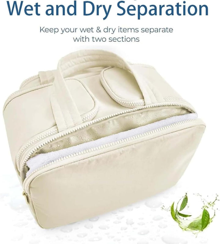 Waterdichte toilettas met 4-in-1 functie, een grote reis make-up tas voor dames en beauty benodigdheden.