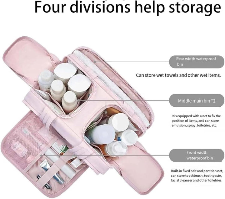 Grote waterdichte toilettas, stijlvol ontworpen reis make-up tas met veel opbergruimte voor beauty items.