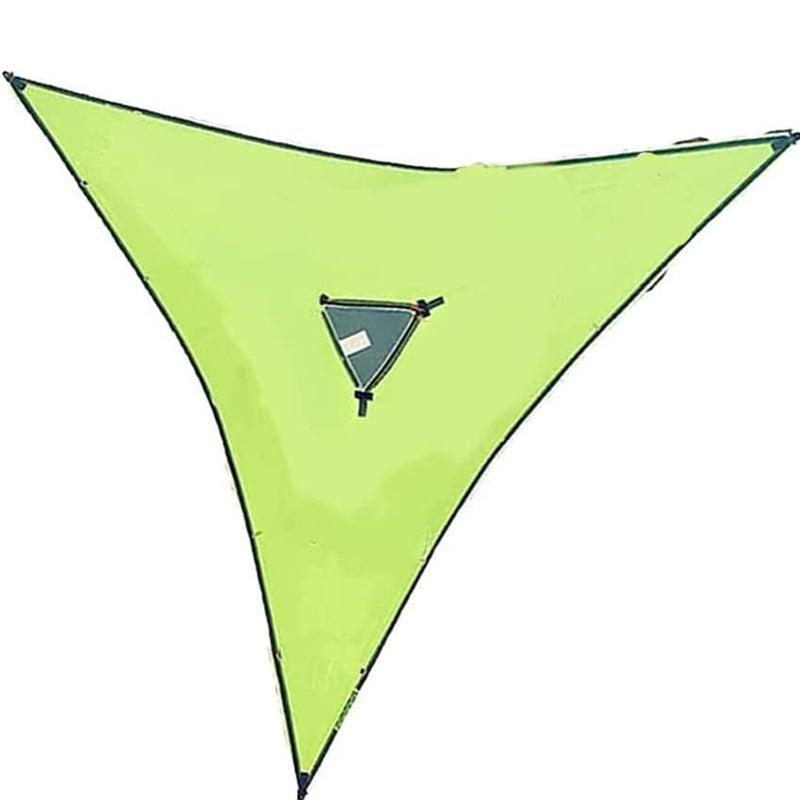 Groene en zwarte meerpersoons hangmat van nylon, voor families en groepen, ideaal voor kamperen op oneffen terrein.