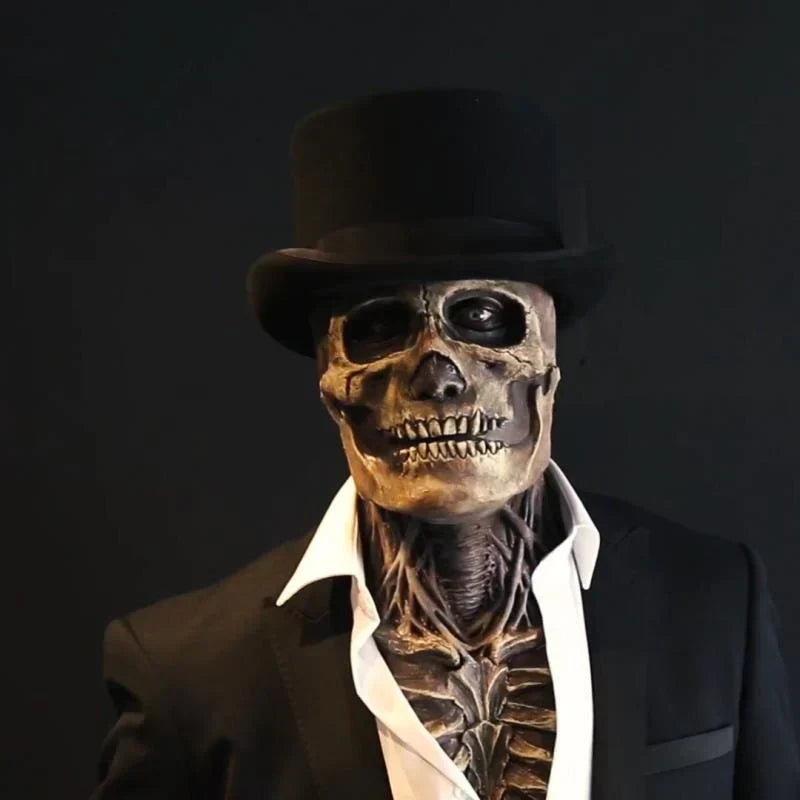 Griezelig skelet bio-masker voor Halloween met levensechte details en hoog draagcomfort, ideaal voor kostuumfeestjes.