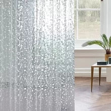 Halftransparant, waterdicht EVA douchegordijn met modern design, ideaal voor een stijlvolle badkamerinrichting.