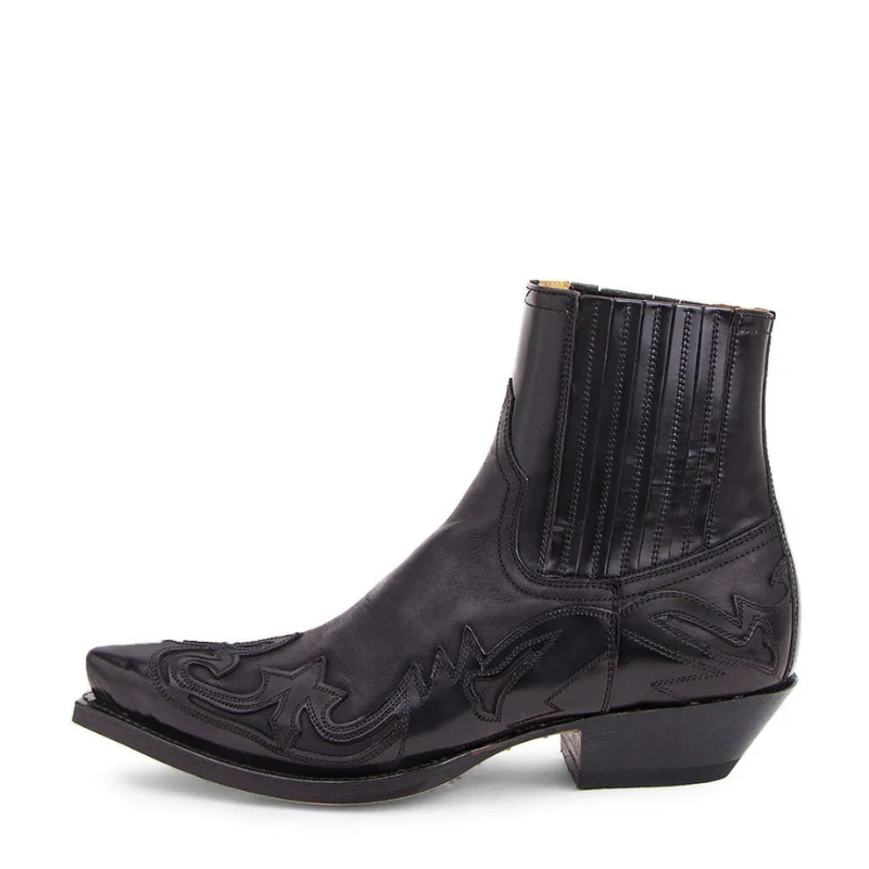 Handgemaakte klassieke heren western laarzen van echt leer in bruin en zwart, stijlvol design, cowboylaarzen.