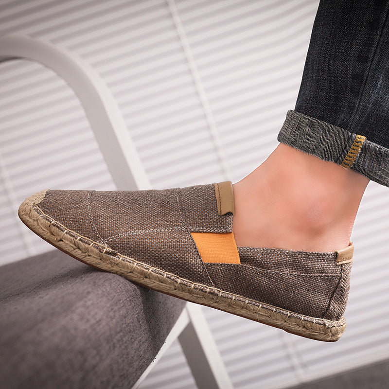 Dames handgemaakte canvas strooien schoenen, zomers en elegant, in zwart