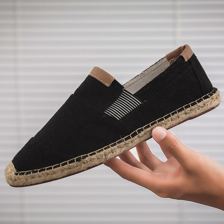 Dames handgemaakte canvas strooien schoenen, zomers en elegant, in kaki