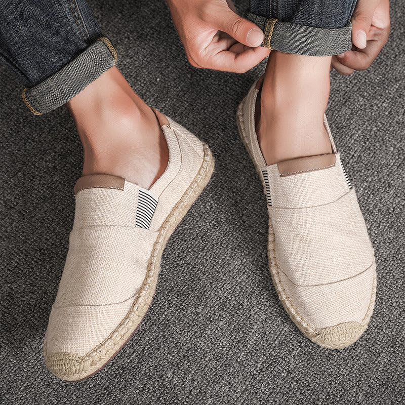 Dames handgemaakte canvas strooien schoenen, zomers en elegant, in zwart