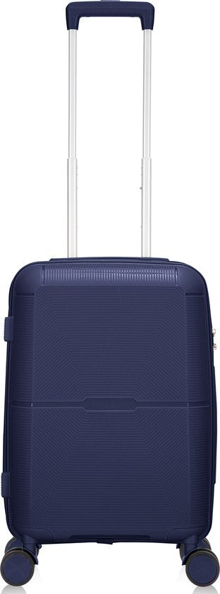 Zijaanzicht van de compacte Capri handbagage koffer met stevige handgrepen voor gemakkelijk tillen.