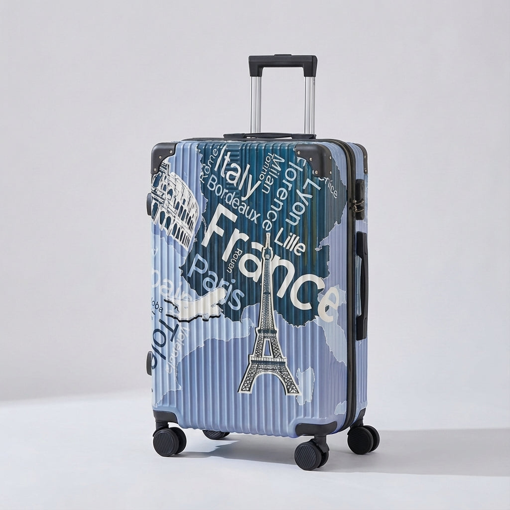 UrbanVoy harde reiskoffer met trendy print en handig TSA slot, je perfecte reispartner voor vakantie.
