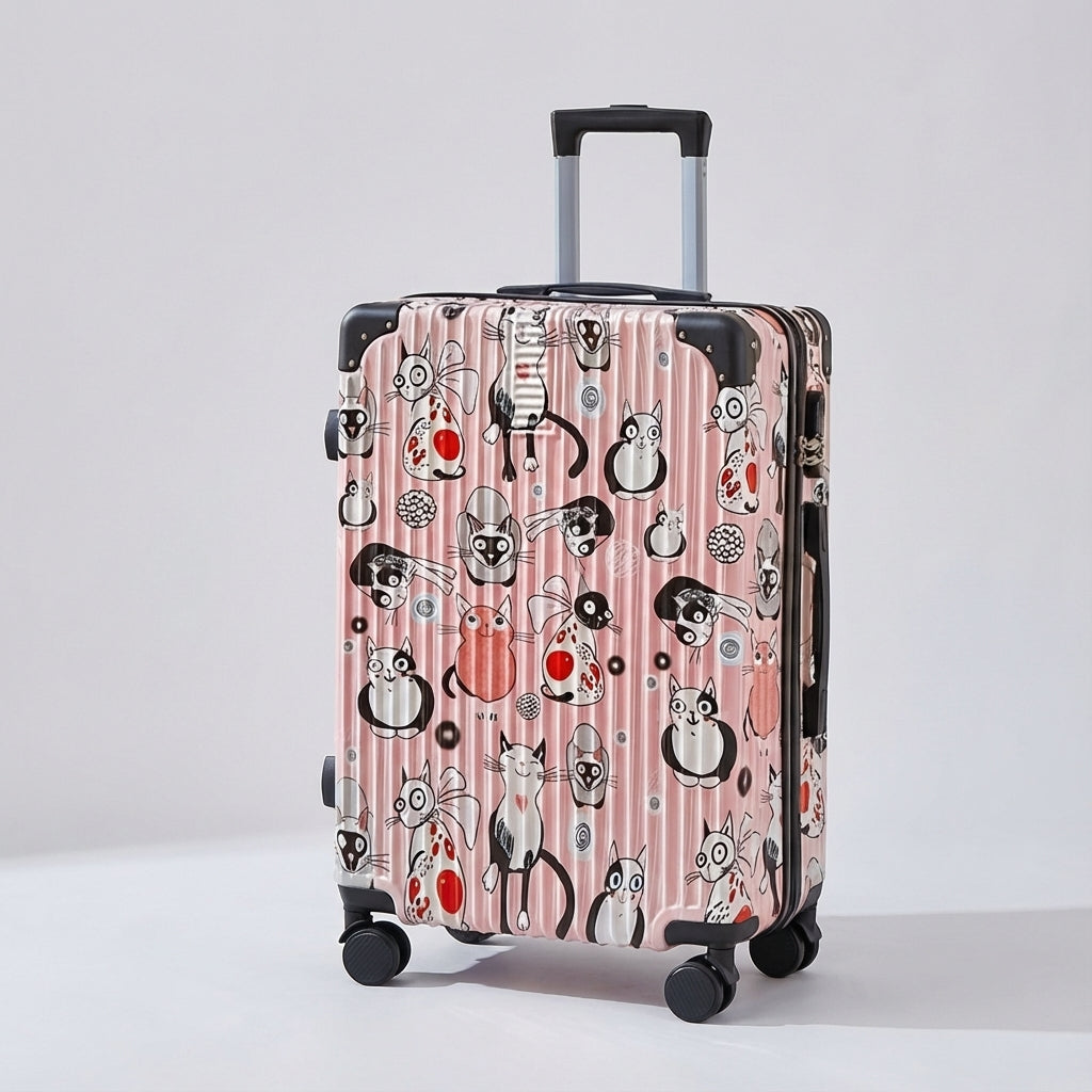 Functionele harde koffer UrbanVoy met unieke print, soepele wielen en TSA slot voor moeiteloos reizen.