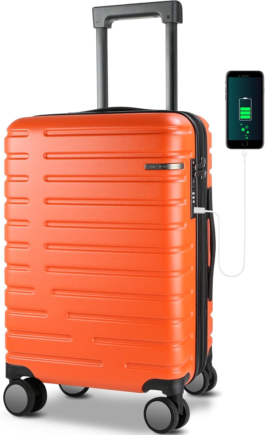 Compacte harde koffer, uitbreidbaar, ontworpen voor gemak, met soepele spinnerwielen en TSA-slot.