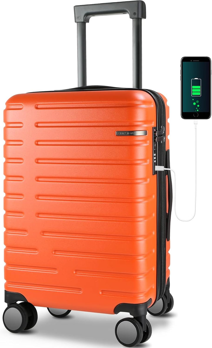 Compacte harde koffer, uitbreidbaar, ontworpen voor gemak, met soepele spinnerwielen en TSA-slot.