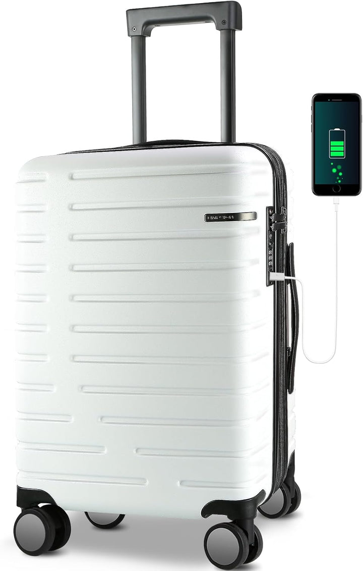 Compacte uitbreidbare harde koffer, ideaal voor snelle vliegreizen, met spinnerwielen en TSA-slot.