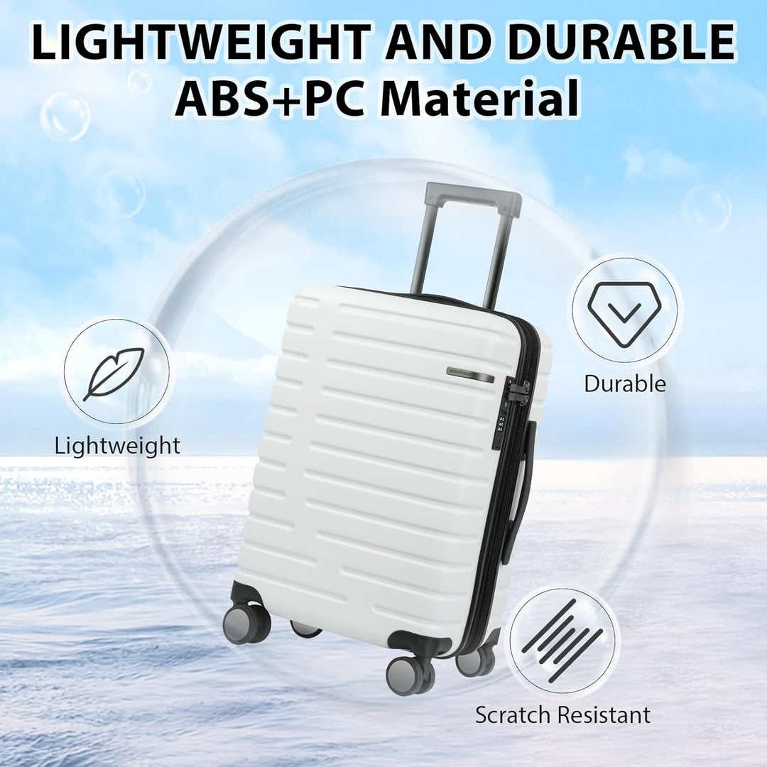Harde handbagage koffer, uitbreidbaar voor flexibiliteit, met comfortabele spinnerwielen en TSA-slot.