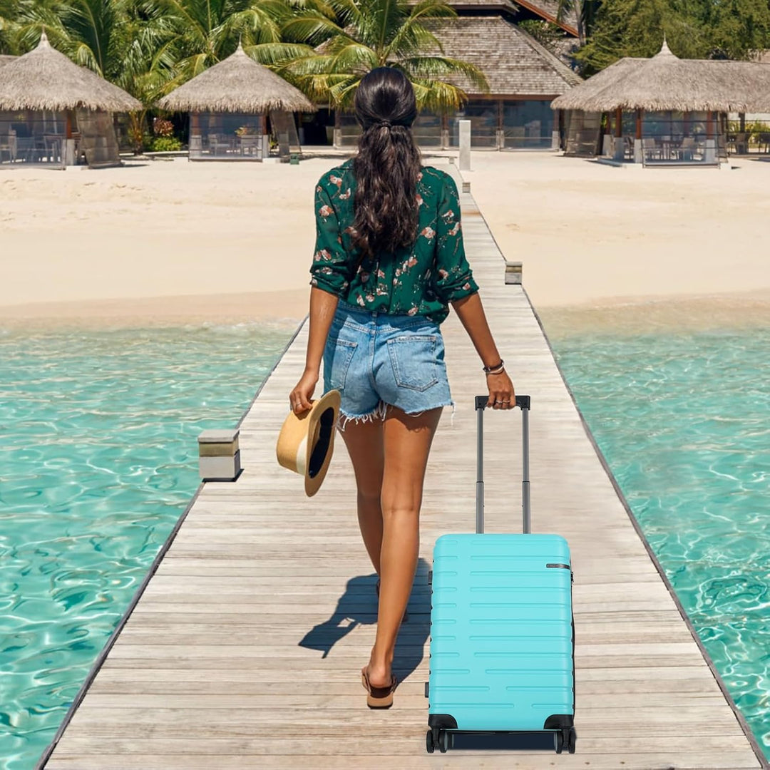 Handige uitbreidbare harde koffer, perfect als handbagage, met robuuste wielen en TSA-slot.